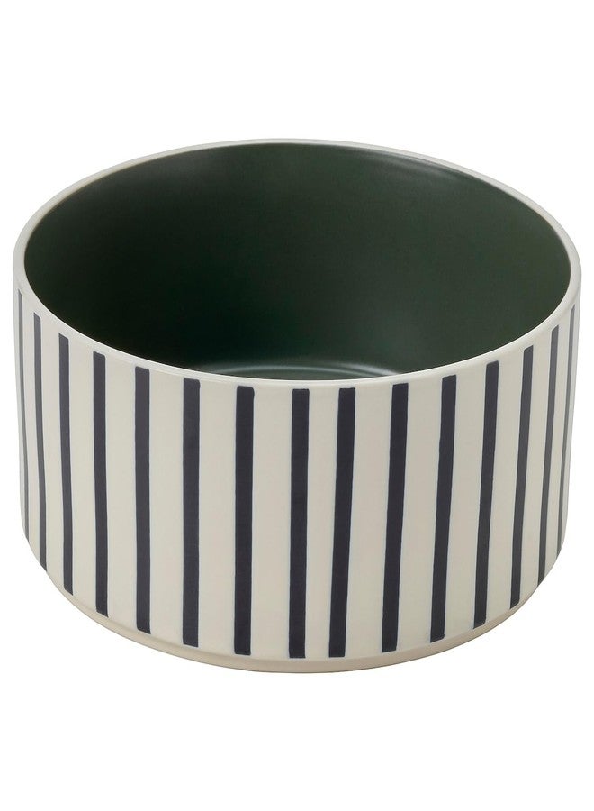 BS Case Ikeaa UTSÅDD Pet Bowls, Stoneware, Striped Black-Blue/Grey-Green Pattern, 19 cm (7.5 inches), Set of 2, Dishwasher-Safe - Image 1